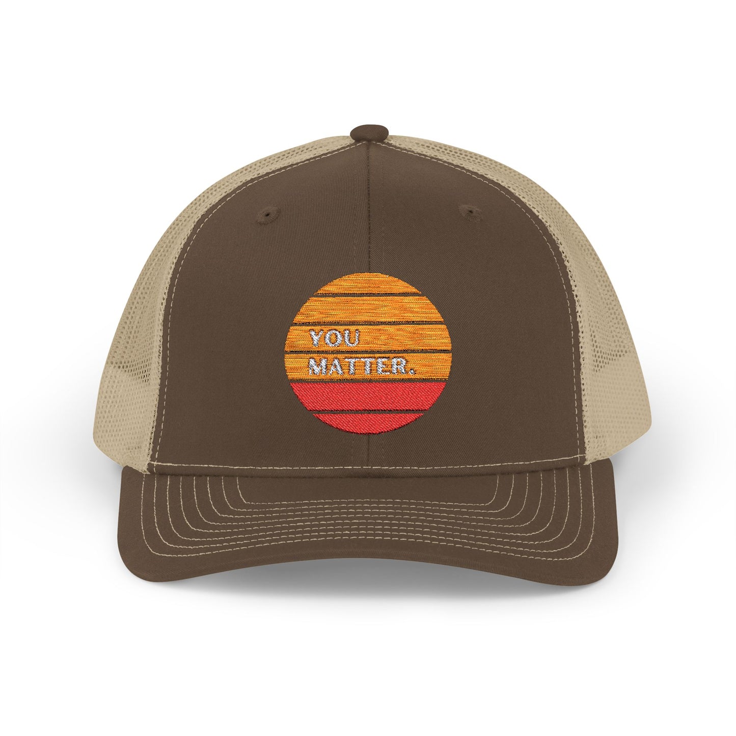 Embroidered Trucker Cap - You Matter with Sunrise Words of Inspiration