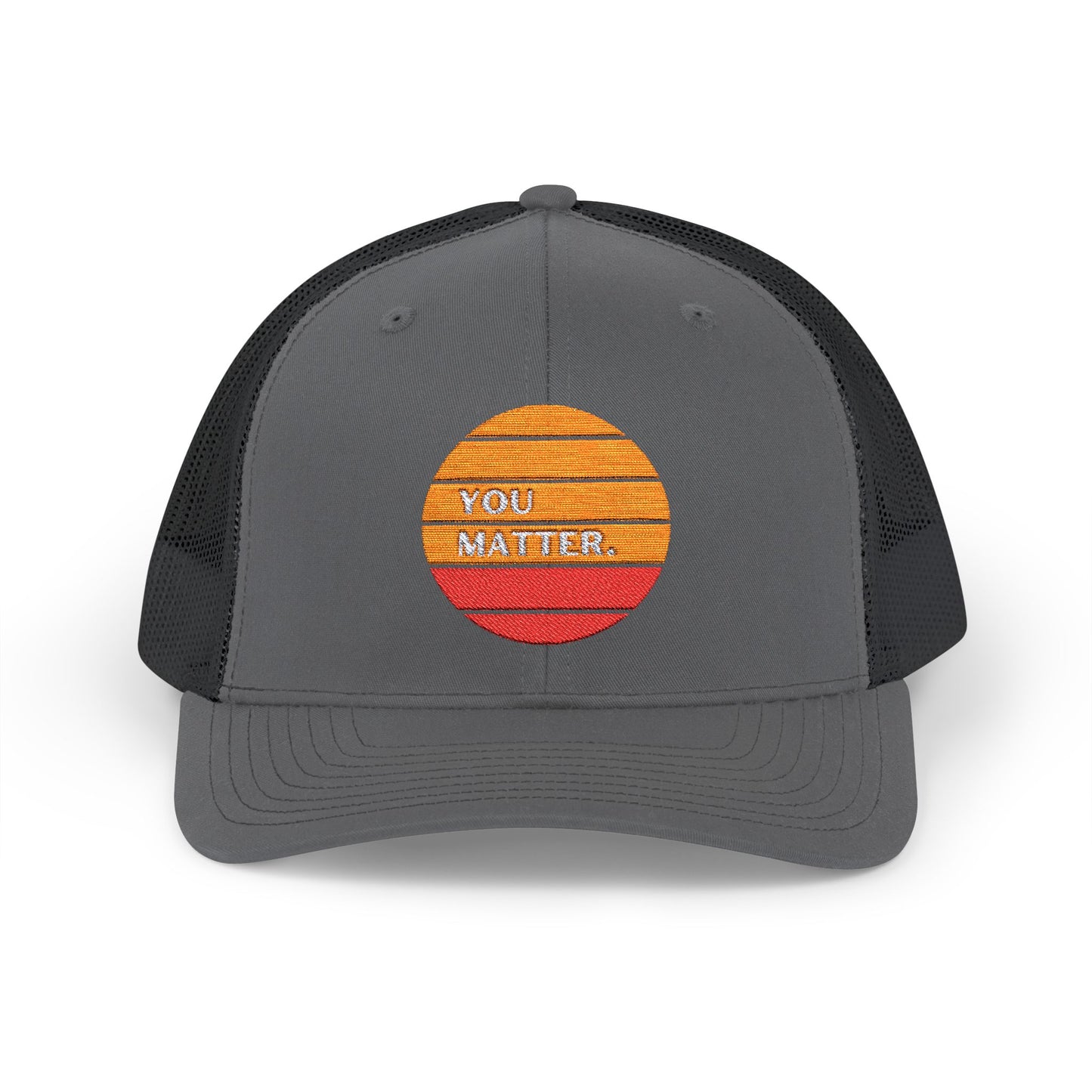 Embroidered Trucker Cap - You Matter with Sunrise Words of Inspiration