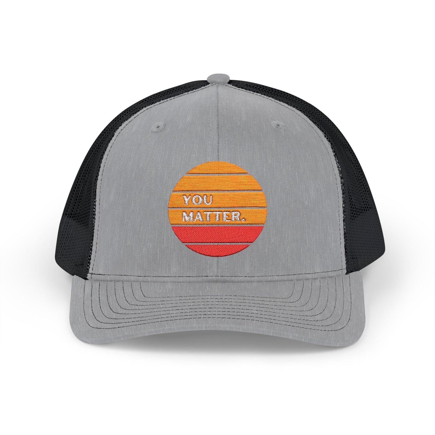 Embroidered Trucker Cap - You Matter with Sunrise Words of Inspiration