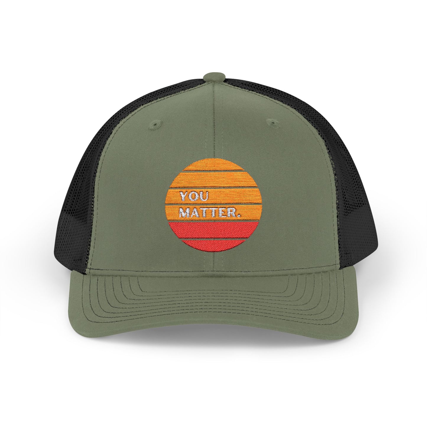 Embroidered Trucker Cap - You Matter with Sunrise Words of Inspiration