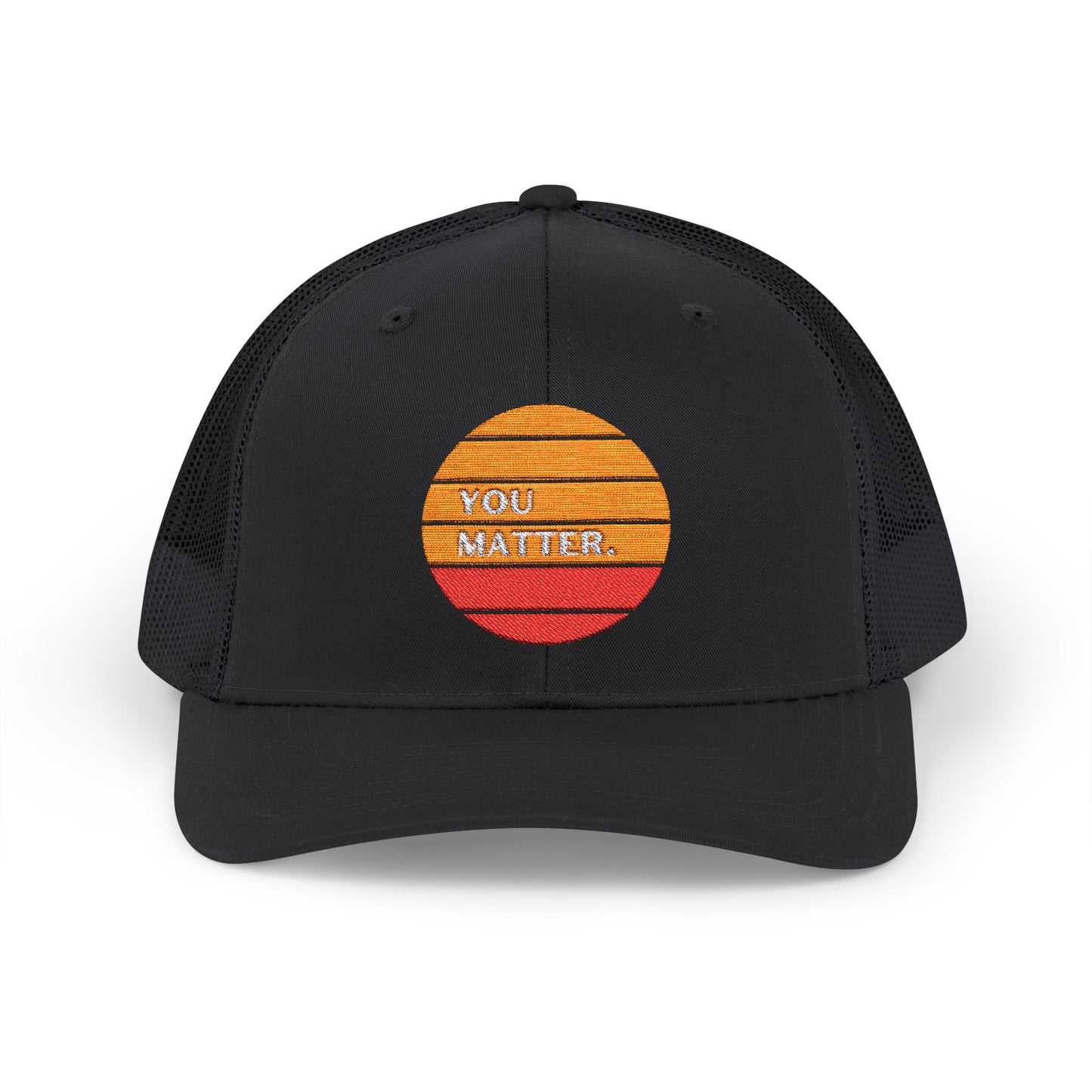 Embroidered Trucker Cap - You Matter with Sunrise Words of Inspiration