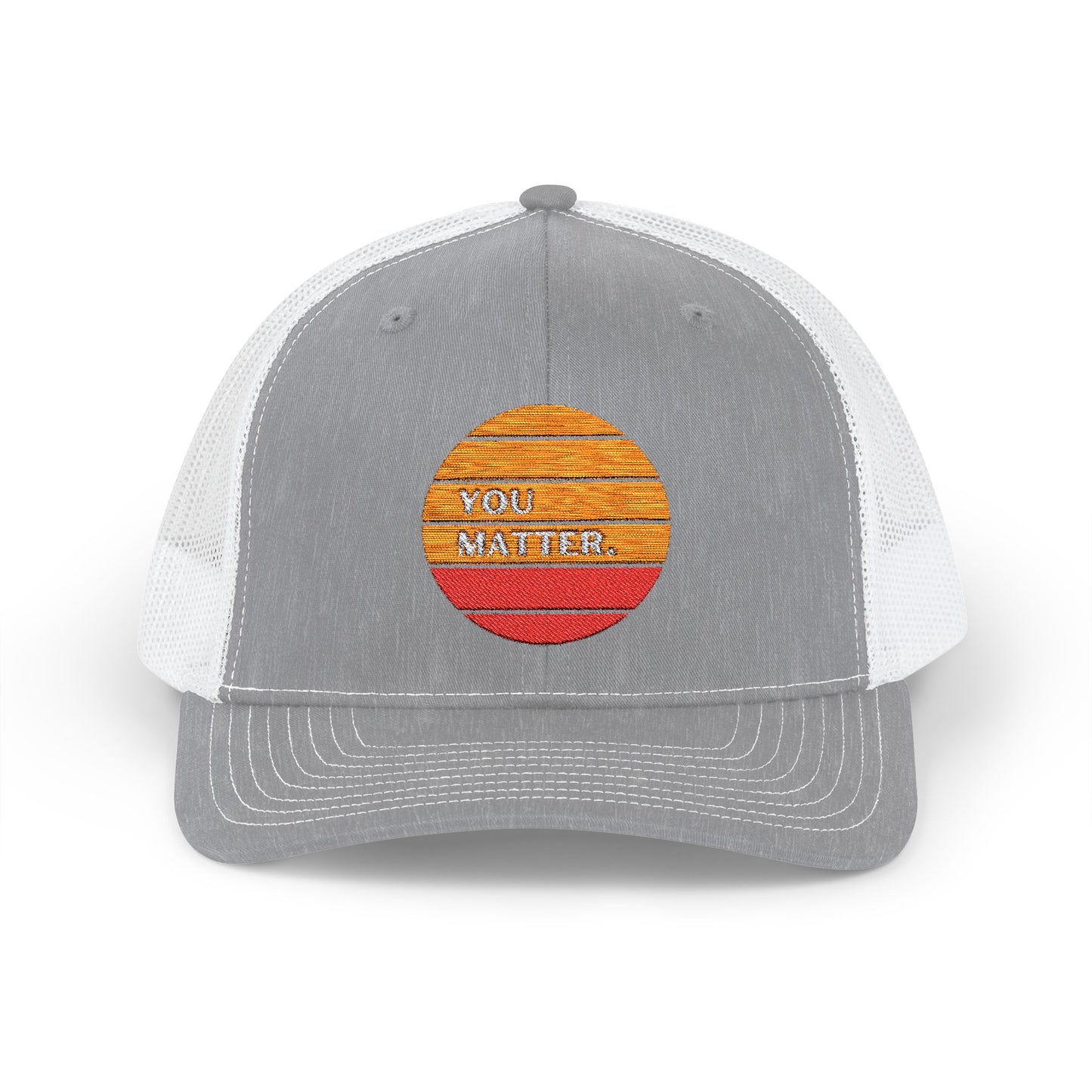 Embroidered Trucker Cap - You Matter with Sunrise Words of Inspiration