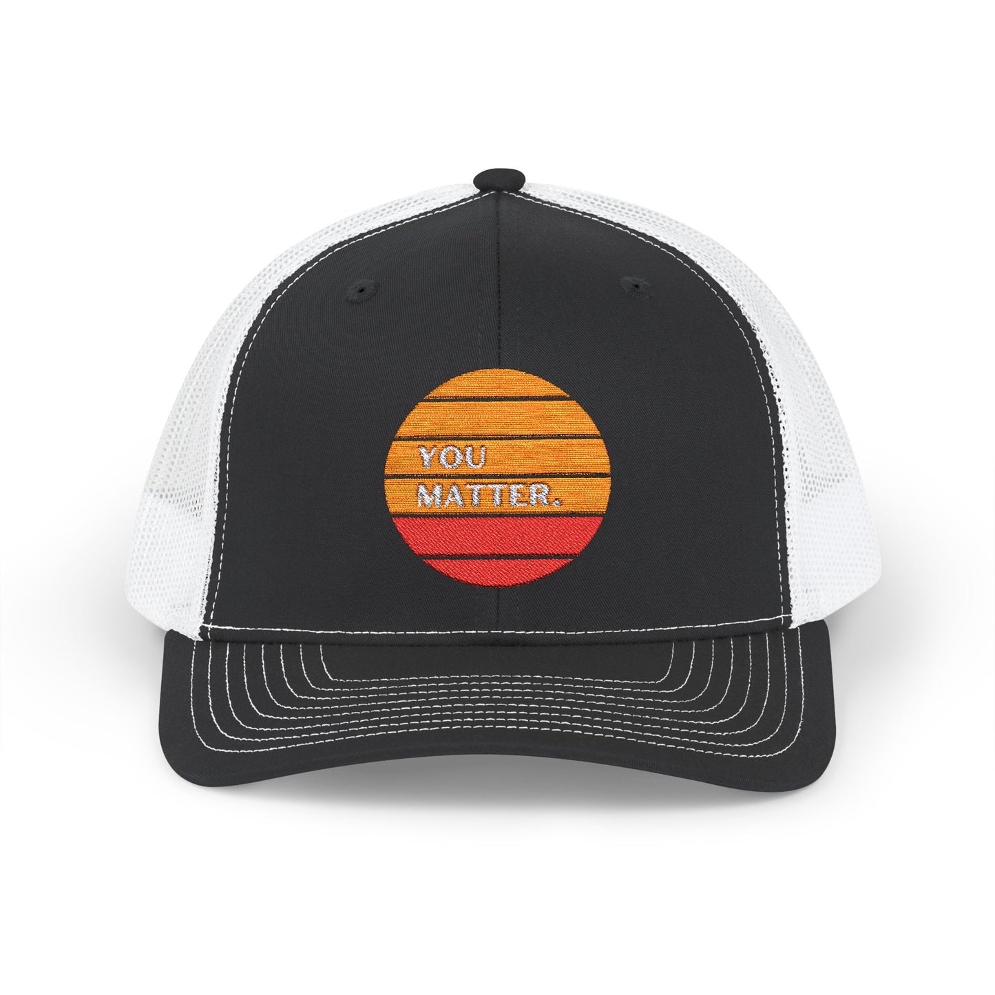 Embroidered Trucker Cap - You Matter with Sunrise Words of Inspiration